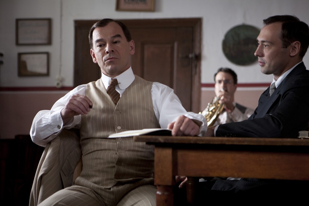 Scene from Orchestra of Exiles with actor Thomas Kornmann. Photo by Irina Dabo.