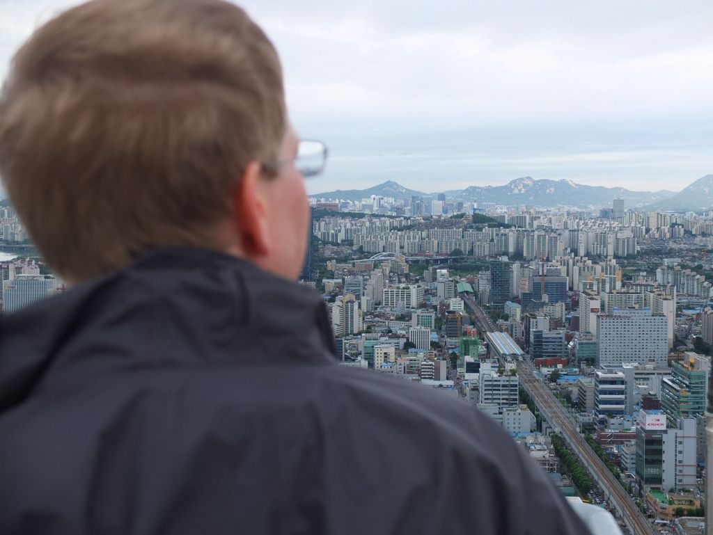 Andrew Coulson looks over the South Korean horizon. In the new documentary, School Inc., he investigates why some of that country's top teachers earn more than the nation's highest paid baseball players. Credit: Kay Krewson 