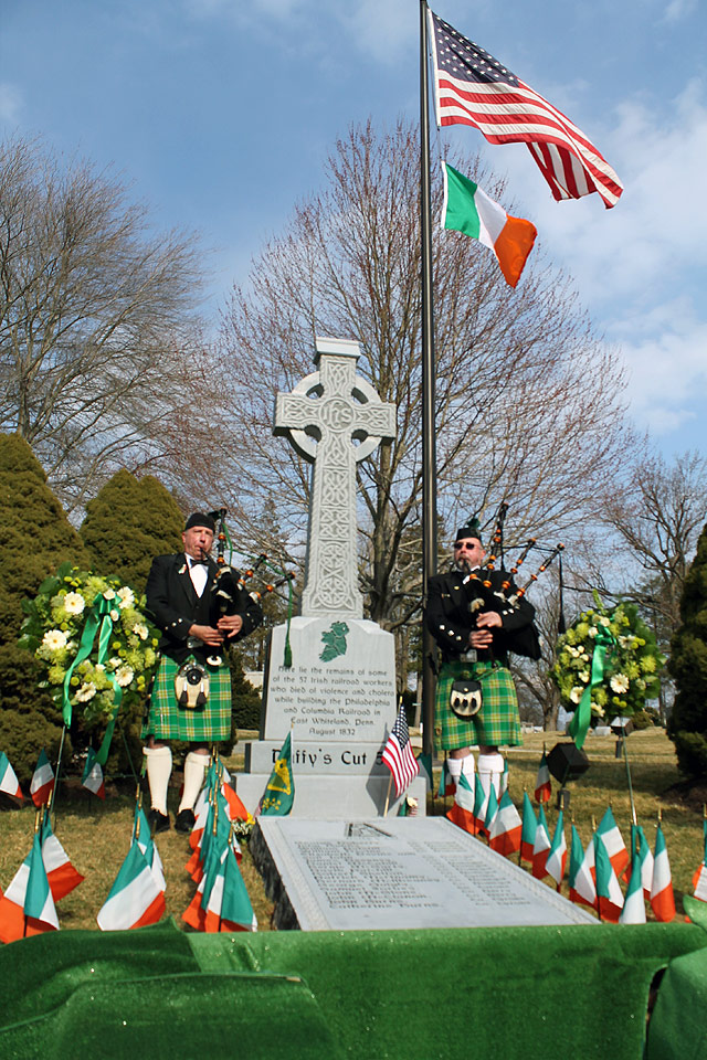 Burial Ceremony at West Laurel Hill Cemetary. PA. in March 2012 with Bill Watson on left and Frank Watson on the right