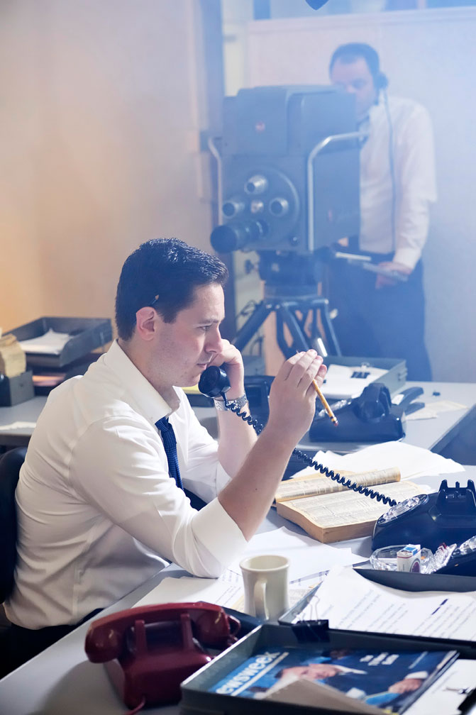 Re-enactment of the CBS Newsroom in New York on the day President Kennedy was assassinated