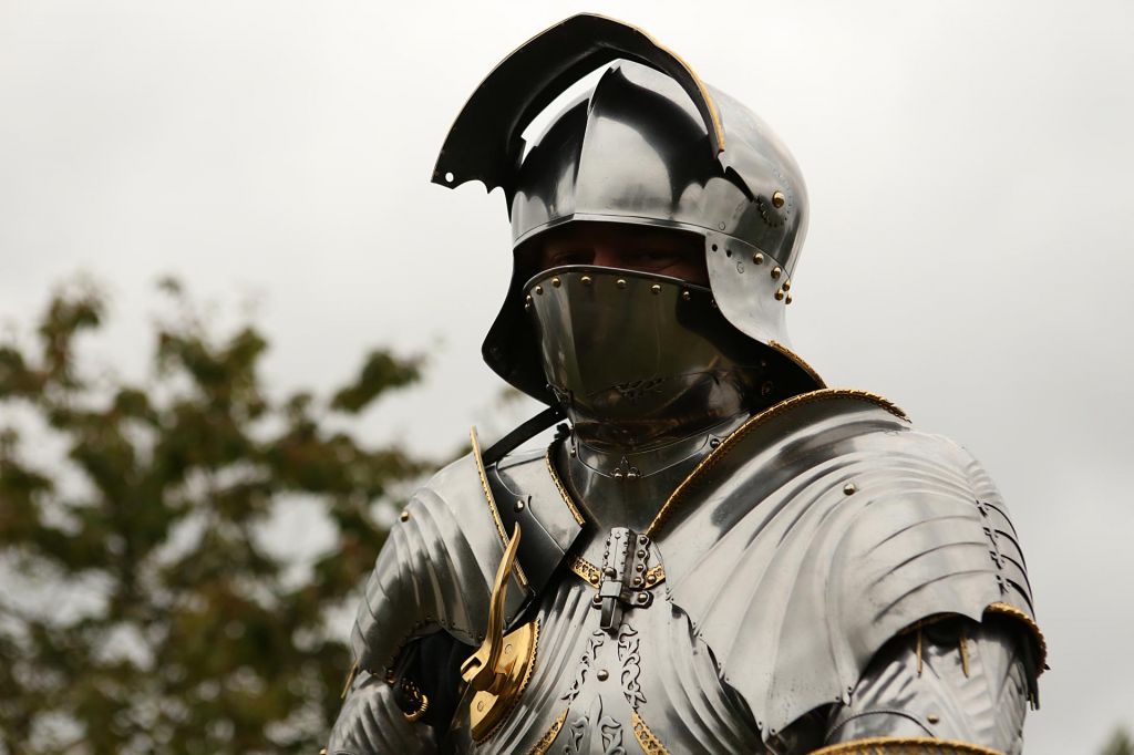 Medieval combat expert in armour