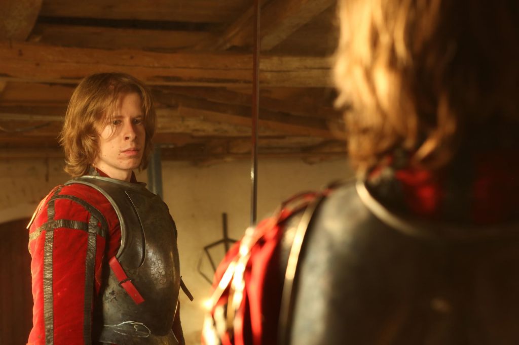 Dominic Smee being fitted with his bespoke armour