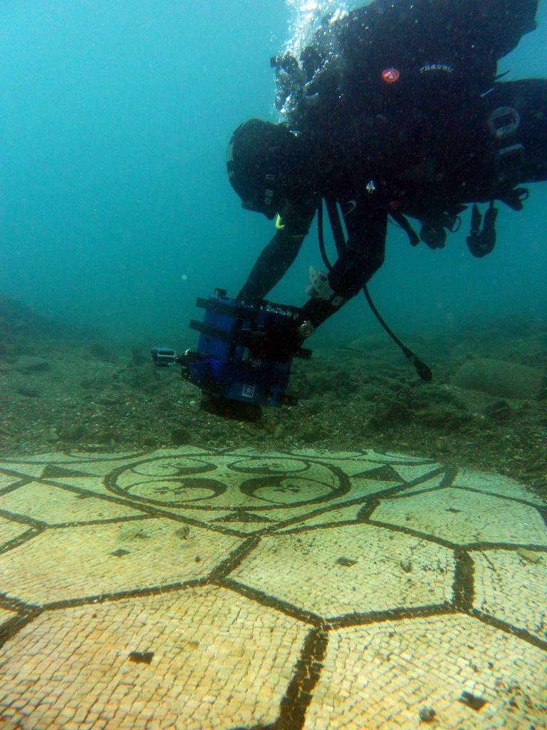 Black and white mosaic Underwater Baiae