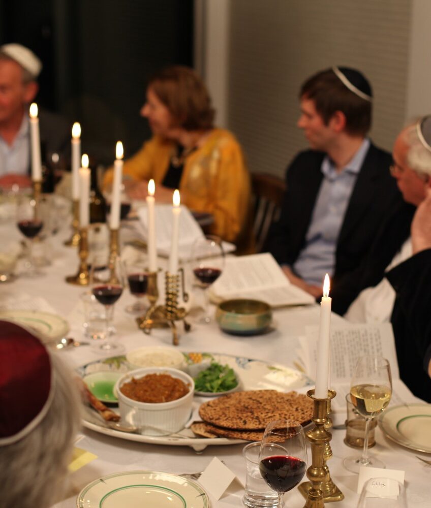 Simon Schama hosts a seder or Passover meal