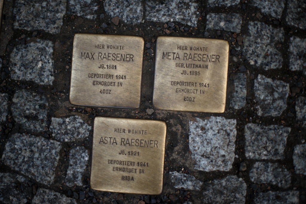 Gold inscribed cobblestones, Berlin, Germany